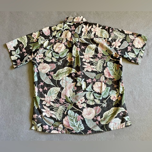 Cooke Street Men’s Medium Hawaiian Shirt Black Floral Cotton Button Down - Picture 6 of 6